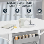 Height Adjustable Craft Table with Storage Shelves, Mobile Folding Cutting Table for Home Office Sewing Room Craft Room