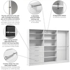 107 Modular Walk-In Closet System with Rods, Shelves and Drawers Shaker Style