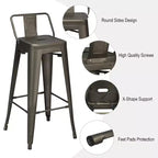 Costway Set of 4 Metal Bar Stools 30 Bar Height Barstools Industrial W/ Low Back Steel