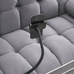 Velvet Convertible 55 2-Seater Sleeper Sofa with Pull-Out Bed, Adjustable Recline, Side Pockets, and Phone Holder