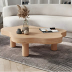 Natural Cloud-Shaped Pine Coffee Table with 3 Legs