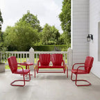 Ridgeland 4pc Outdoor Metal Conversation Set - Red - Crosley