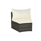 11-Piece Outdoor Half-Round Modular Sectional Sofa Set with Tempered Glass Coffee Table and 4 Side Table