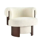 Whisen 360 Swivel Barrel Chair with Sculptural Bentwood Design, Solid Wood Frame, 32 Wide, Versatile for Living Room and Bedroom