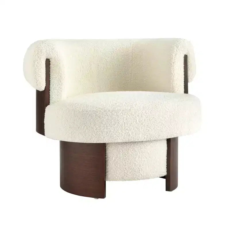 Whisen 360 Swivel Barrel Chair with Sculptural Bentwood Design, Solid Wood Frame, 32 Wide, Versatile for Living Room and Bedroom