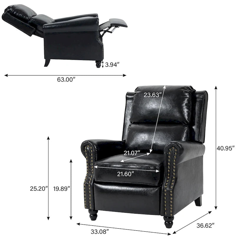 2 Set Modern Padded Seat Recliner Chair with PU Leather/Fabric