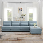 Oversized Deep Seat Sectional Sofa with Reversible Chaise,Convertible L-shaped Couch,Blue