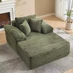 Oversized Chaise Lounge Chair Sofa Bed, Corduroy Sleeper Sofa with Pillows and Wide Armrests for Living Room, Bedroom, Movie Room