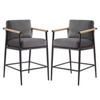 Spruce&Spring Modern Counter Stools with Arm & Metal Frame Set of 2