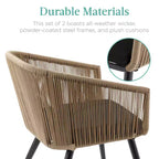 Best Choice Products Set of 2 Outdoor Patio Dining Chairs Woven Wicker Seating 250lb Capacity