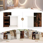 Costway Front Reception Counter Desk Checkout Office Desk with Open Shelf & Lockable Drawer White/Brown/Black