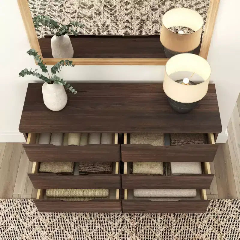 Solid Wood Farmhouse 6 Drawer Dresser