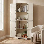 72.4 White Freestanding Tall Storage Cabinet ?C 8 Doors & 4 Shelves