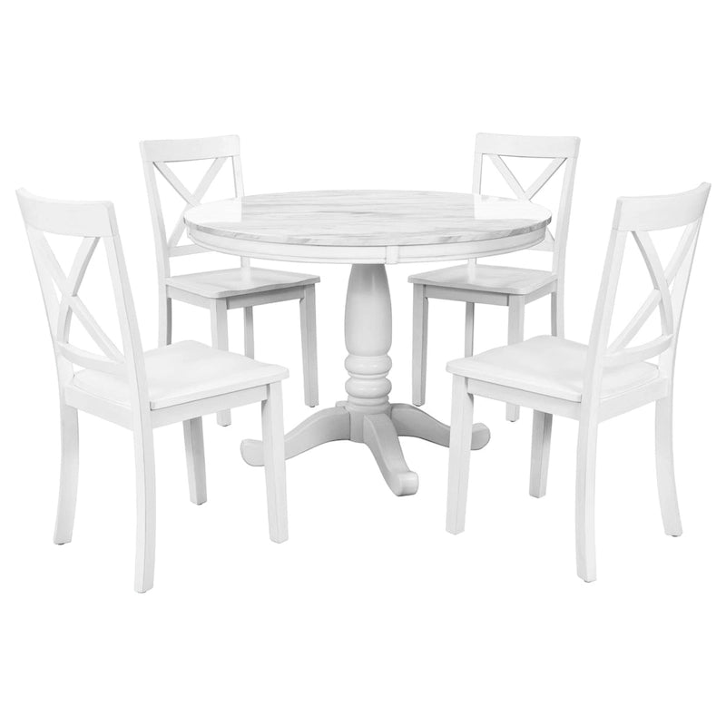 5 Pieces Dining Table and Chairs Set for 4 Persons