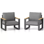 Heynemo Aluminum Outdoor Armchair, 2 Pieces All-Weather Metal Patio Single Sofa, Patio Conversation Set for Porch Backyard Garden