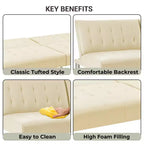 Tufted Split Back Futon Sofa Bed, Convertible Sofa bed with Chrome Legs