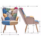 Peace Nest Upholstered Wingback Accent Chair & Rocking Chair with Rubberwood Legs & Rockers