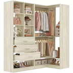 Besiost Set of 2 Freestanding Closet System with 4 Drawers, Walk-In Wardrobe Organizer with Hanging Rod