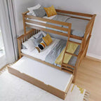 Max & Lily Solid Wood Bunk Bed, Twin over Full with Storage Trundle and Ladder for Kids