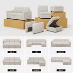 Belffin Chenille Ottoman Module - Modular Storage Footrest with Skin-Friendly Fabric & Quick-Install Design
