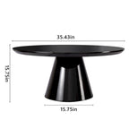 Modern Cone Coffee Table for Living Room, High Gloss Finish, 35.4in Diameter, Black or White