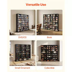 VEVOR Media Storage Cabinet, 8-Tier DVD Shelf Organizer, 55.91 x 8.66 x 51.18 in Multimedia Storage Organizer for CDs, DVDs, Books & Games, Black