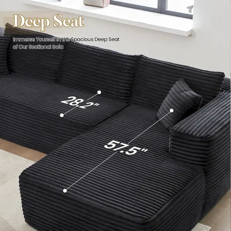 Modern Upholstery Chaise Sofa with Pillows for Living Room