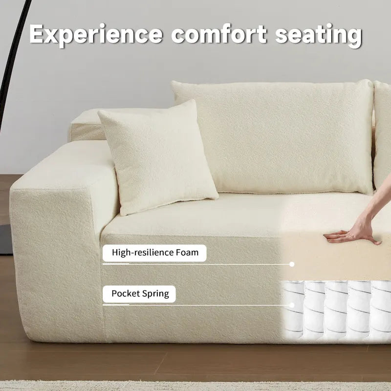 Modern Upholstery Chaise Sofa with Pillows for Living Room
