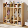 5-Section Classroom Coat Locker with 10 Cubbies, Cubby Storage Organizer with 10 Hooks for Home, School, Nursery, Kindergarten