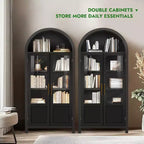 71 Tall Arched Storage Cabinet with 2 Acrylic Doors and Shelves for Living Room