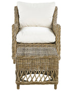 Poltrona da giardino con poggiapiedi Rattan Naturale