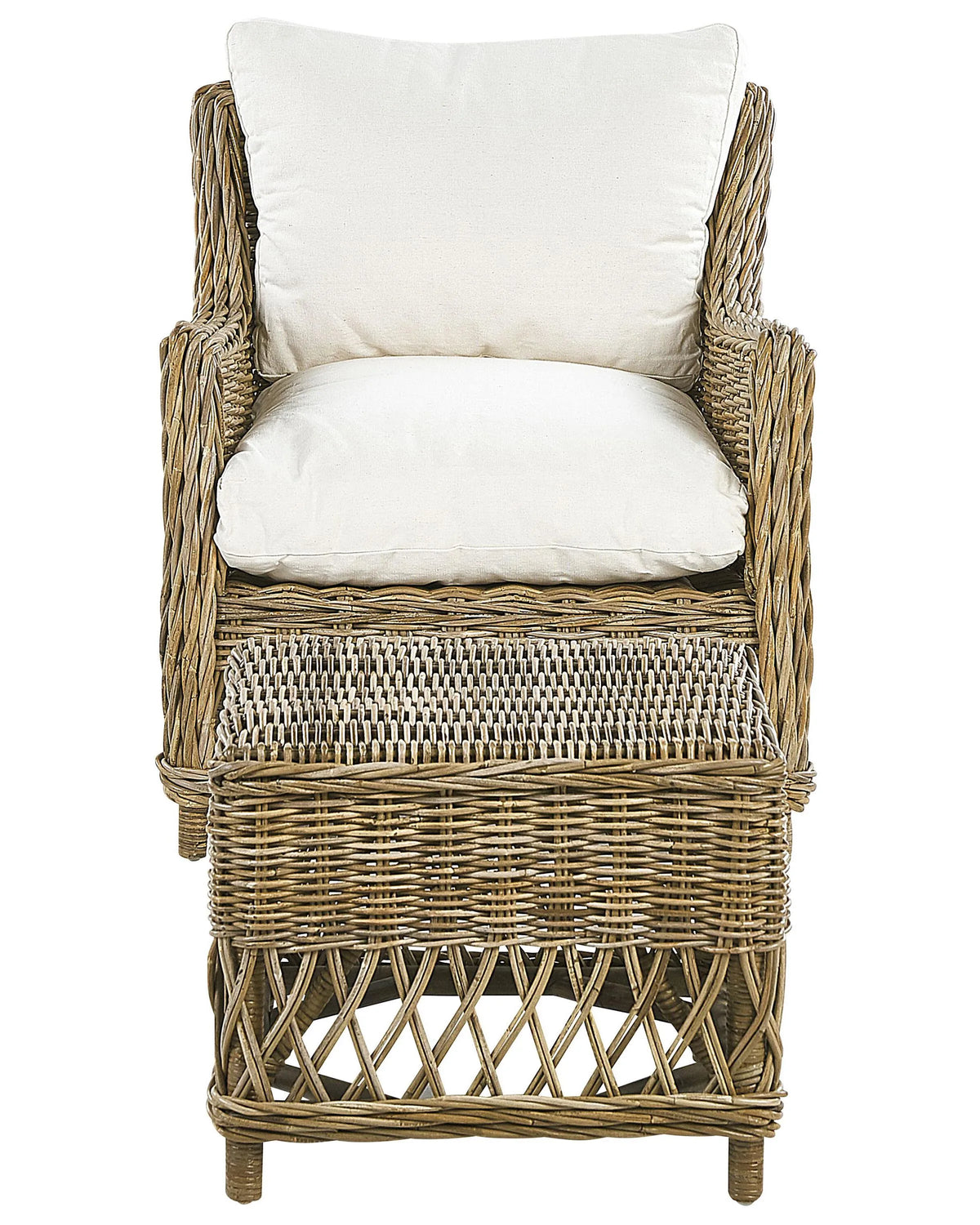 Poltrona da giardino con poggiapiedi Rattan Naturale
