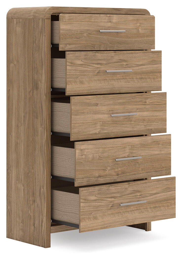Brown Five Drawer Chest