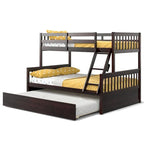 Gymax Twin Over Full Bunk Bed with Twin Trundle Convertible Platform