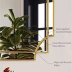 Gold Traditional Mirror Wall Art Decorative Beveled Full Length Mirror Home Decor Bathroom Living Room Bedroom Kitchen