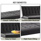 Tufted Split Back Futon Sofa Bed, Convertible Sofa bed with Chrome Legs
