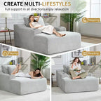 67 Chaise Lounge Chair, Indoor Sleeper Sofa Bed with 2 Pillows, Boneless Single Sofa Couch for Living Room, No Assembly Required