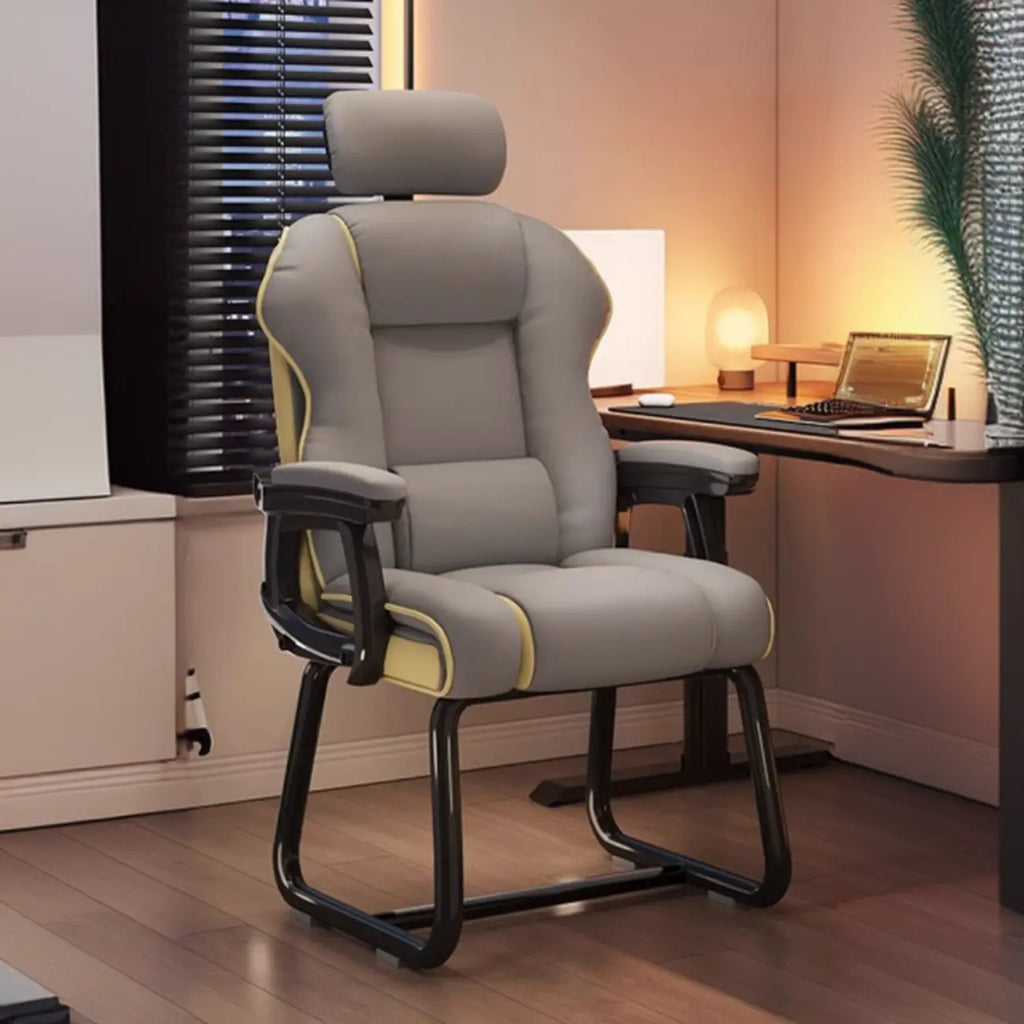 Yellow High-Back Leather Ergonomic Executive Chair