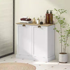 HOMCOM Dual Tilt-Out Laundry Hamper Cabinet with 2 Removable Baskets, Modern Bathroom Storage Cabinet with Shaker Doors and Handles, White
