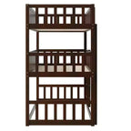 Triple Twin Bunk for Kids, Twin over Twin over Twin Detachable Bunk Bed with Ladder and Guardrail, Separate into 3 Beds