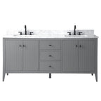 Vanity Art 72 Double Sink Bathroom Vanity Cabinet with Engineered Marble Top