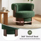 Whisen 360 Swivel Barrel Chair with Sculptural Bentwood Design, Solid Wood Frame, 32 Wide, Versatile for Living Room and Bedroom