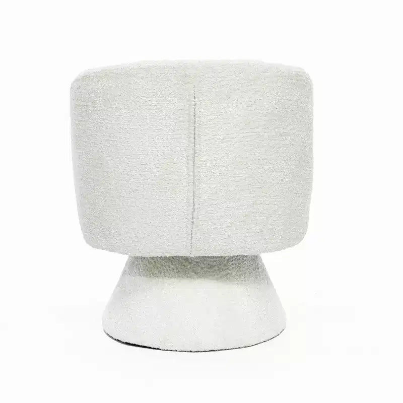Upholstered Cream Club Swivel Chair with Cream Wood Base, Off-White