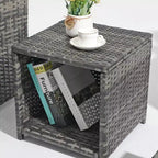 Sunsitt 5pc Outdoor Conversation Chair and Ottoman Set with Coffee Table White