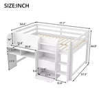 Pink/White Low Loft Bed with Desk, Storage & Whiteboard ?C Twin, 1-Person