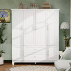 White Wood 61.42 in. Armoire with 2 Drawers, Hanging Rod and Shelves