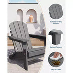 Folding Adirondack Chairs Set of 4 with 2 Side Tables, Modern Outdoor HDPE Chairs for Patio, Deck Balcony Backyard Lawn