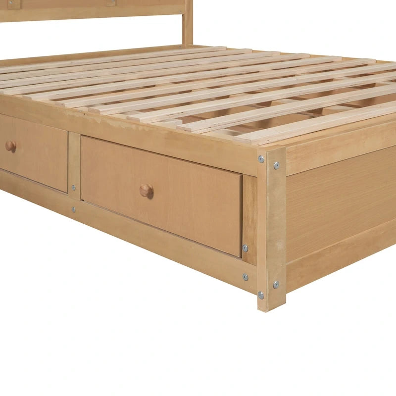 Wood Platform Bed with Underneath Storage and 2 Drawers
