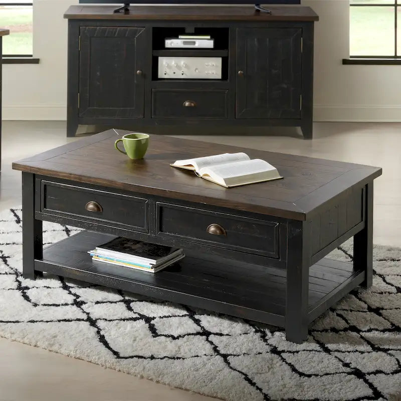 The Gray Barn Downington Solid Wood 2-Drawer Coffee Table
