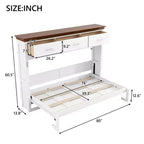 Twin Size Murphy Bed with 3 Drawers, Folding Wall Cabinet Bed, White